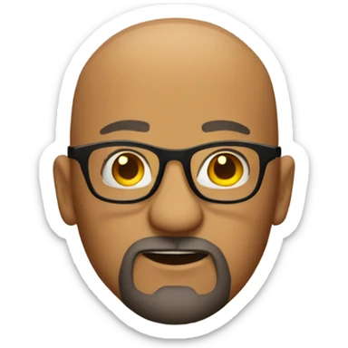 A Bald man with a beard, goatee, and glasses throwmh flames. sticker