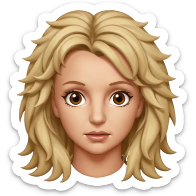 Britney Spears with big dead pan brown eyes and messy hair. Headshot. sticker