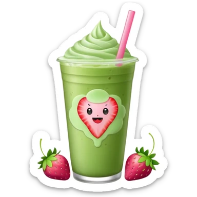 iced matcha latte strawberry  sticker