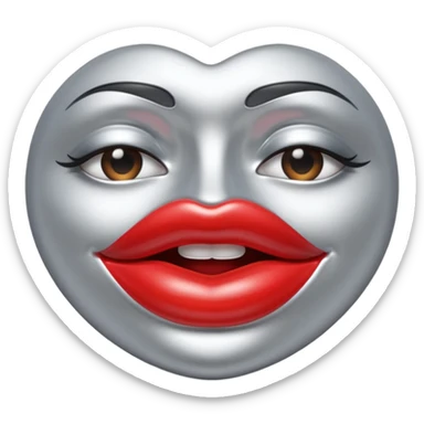 A seductive pair of slightly parted lips emoji made of liquid silver chrome, smooth glossy metallic surface, soft sensual curves, subtle reflections, luxury sexy aesthetic, minimal iOS emoji style, centered composition, clean white background, soft studio lighting, no text sticker