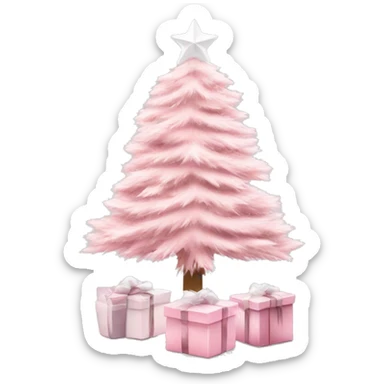 Light pink Christmas gifts under a white Christmas tree  sticker