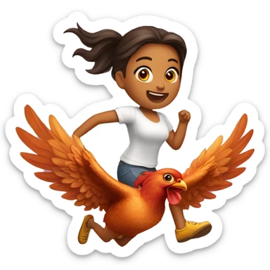 a girl flying with two delicious bbq chicken wings on her back sticker