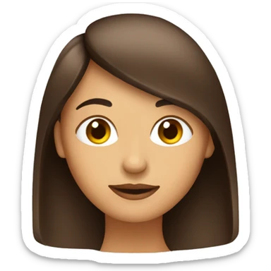 Mujer pelo largo con flequillo con el eo marron sticker