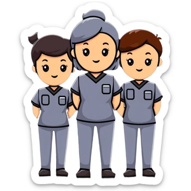 hair salon team in matching uniforms sticker