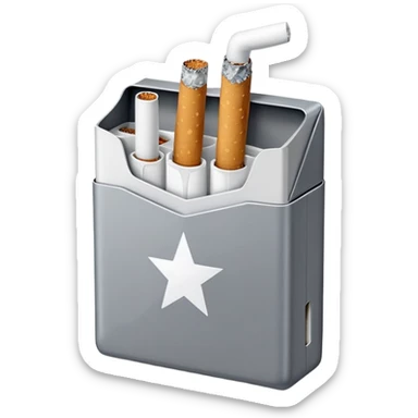 7 stars grey shining cigaret pack with a few little white cigaret inside sticker