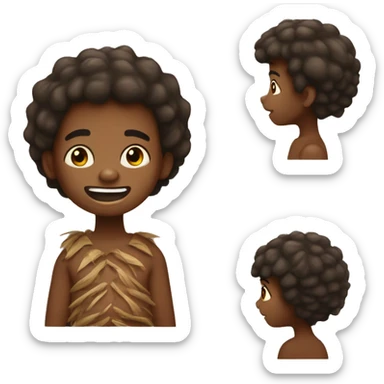 crea emoji de un niño africano prehistorico sticker