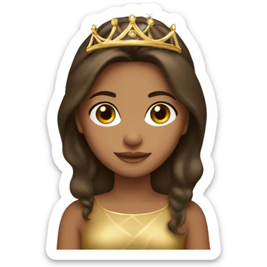 Tan brunette girl wearing gold tiara sticker