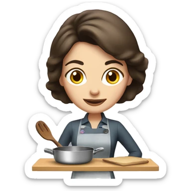 Brunette housewife cooking sticker