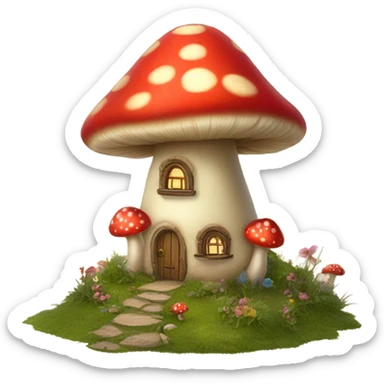 Fairy toadstool house sticker