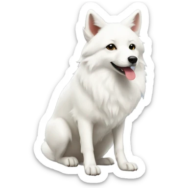 White fox dog and Christmas tree sticker