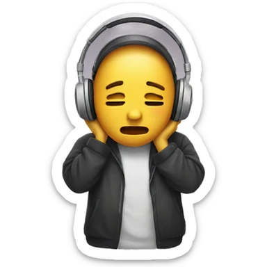 sad emoji wth headphones sticker