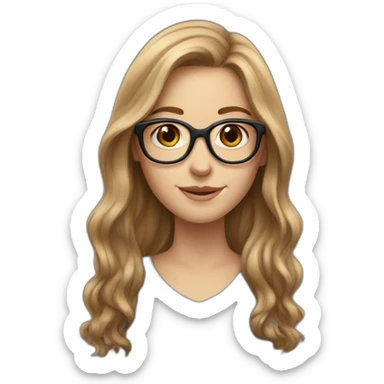 A white Girl with glasses,Brown long hair sticker