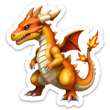 Shiny Exotic Excessive Mysterious Cubone-Marowak-Charizard-Pokémon-Fakémon-hybrid-creature (full body) sticker