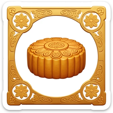 Chinese mooncake with traditional pattern on top, Chinese pastry sticker