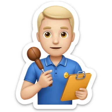 sports coach emoji with a whistle and clipboard sticker