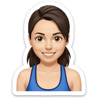 Melanie C dark brown ponytail hair with blue tank top sticker