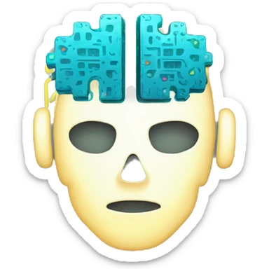 Brain with glowing neurons and computer chip on top sticker