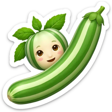 A peppermint carrying a zucchini sticker
