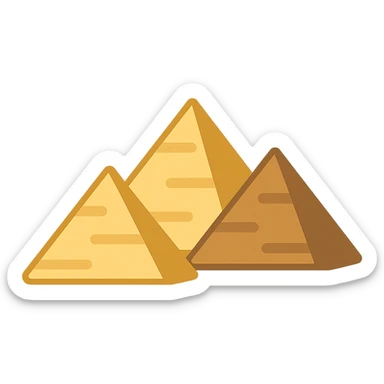 the Pyramids of Giza, minimal flat icon style, sandy yellow and brown colors, simple shapes sticker