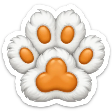 white fluffy paw, view from the top, cute, paw only sticker