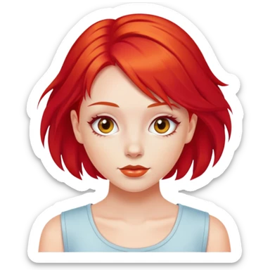 y2k fashion girl with bright red hair sticker