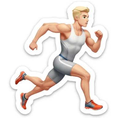 white athlete sprinting sticker