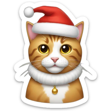 cat with santa head sticker