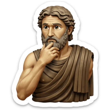 Ancient Greek King Odysseus Statue Thinking with Hand on Chin sticker