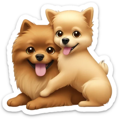 Brown pomeranian hugging blond hair girl sticker