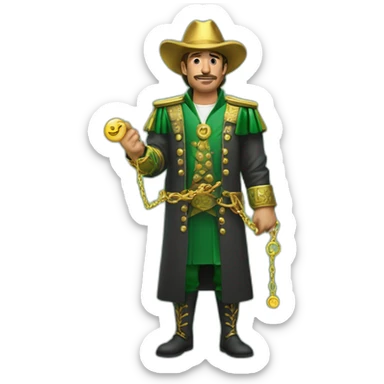 Hombre con Cadena de oro y un dije con esmeraldas sticker