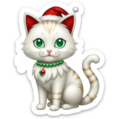 a full-body silk cat with Christmas accessories  sticker