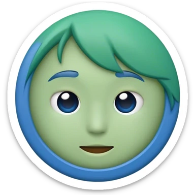 a circle emoji with a diagonal line through it, on the upper left side blue on the bottom right side green sticker