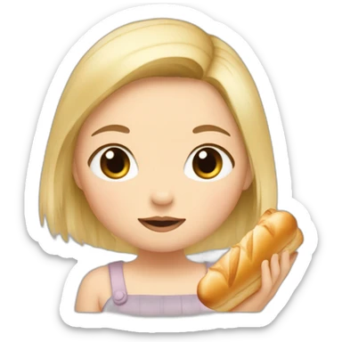 Bébé fille blonde avec baguette de pain et Totoro  sticker