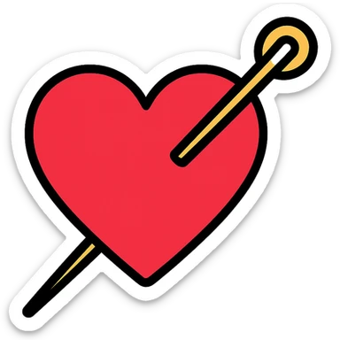 heart pierced by a needle sticker