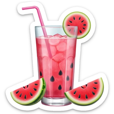 pink lemonade in glass with slice of watermelon on rim sticker