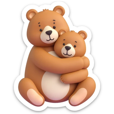 brown and white bear hugging sticker