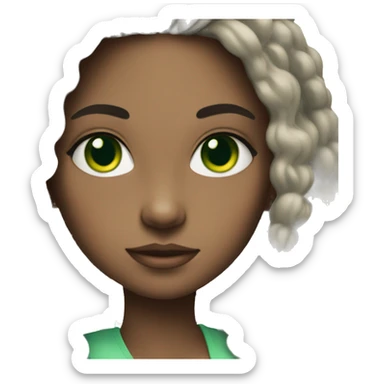 Rich girl with dark hair and green eyes sticker