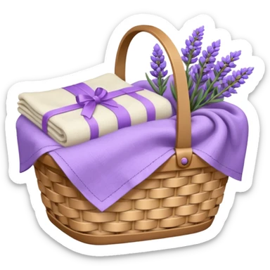 Basket of linens and lavender sticker