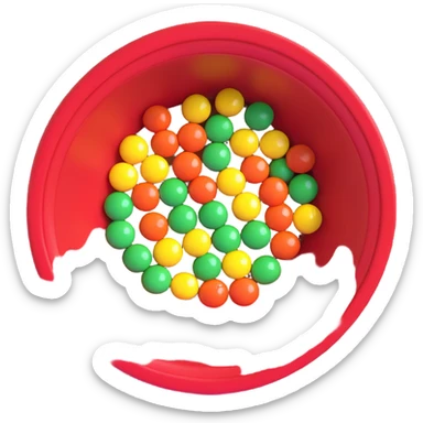 m&ms in a red cup, cup viewed from above sticker