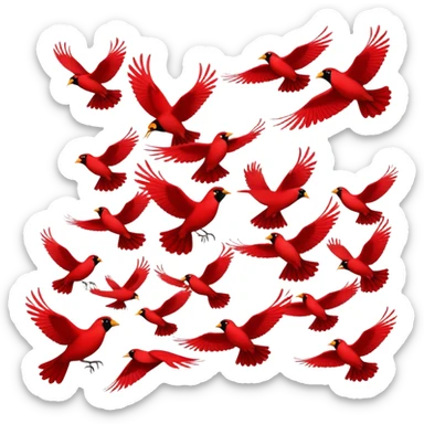 flock of red birds sticker
