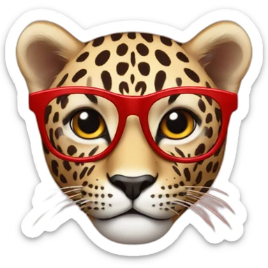 Red leopard with glasses sticker