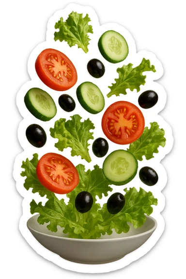 INSALATA FLUTTUA IN ARIA, iperrealistico 4k sticker