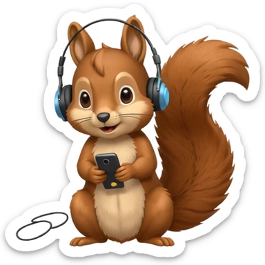 squirrel with a headset, talking, Apple emoji style sticker