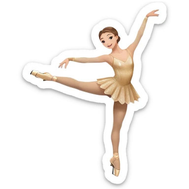 An icon featuring a graceful figure skater performing an elegant spin on a glistening ice rink. The background includes soft lighting, a crowd in the stands, and snowflakes gently falling. Transparent background highlights the beauty, artistry, and precision of figure skating. sticker