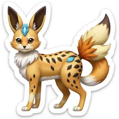 Colorful Meloetta-Bunny-Eevee-Vernid-Sergal-Serval-Pokémon-Fakémon-fusion-hybrid-creature sticker