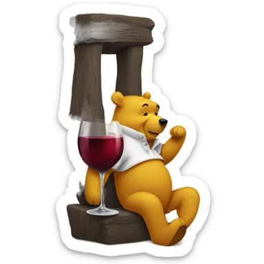 Pooh drinking wine  sticker