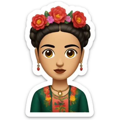 full body frida kahlo unibrow kid with paintbrush sticker
