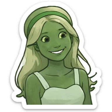 blonde long hair smiling girl in white portrait green eyes sticker