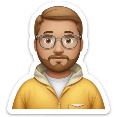 plus size bee keeper with light brown hair a goatee wearing glasses  sticker