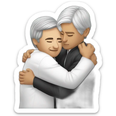 Joaquin Lopez Doriga hugging to Andres Manuel Lopez Obrador fronted sticker